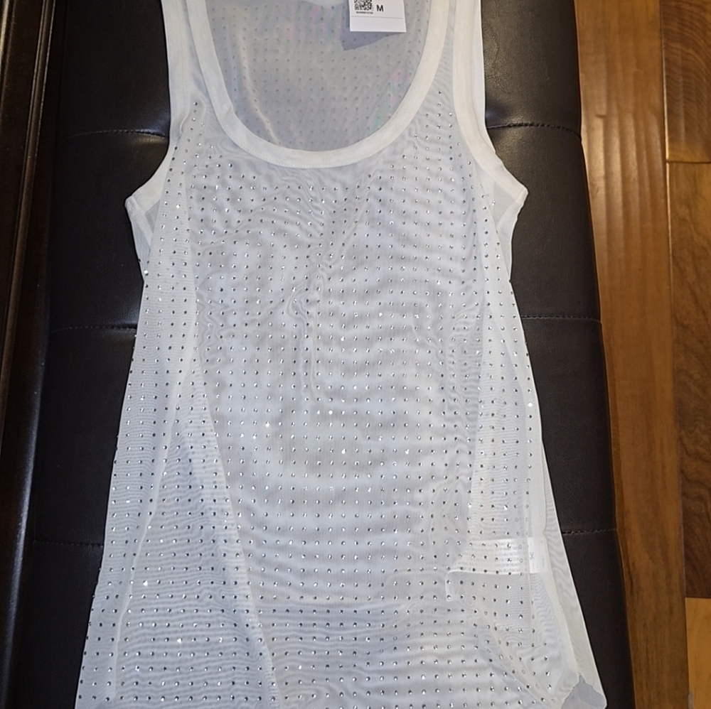 NWT Sheer Rhinestone Tank Top - Picture 4 of 4